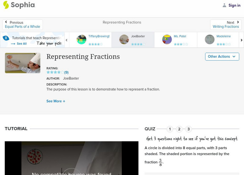 Sophia: Representing Fractions: Lesson 7 Instructional Video