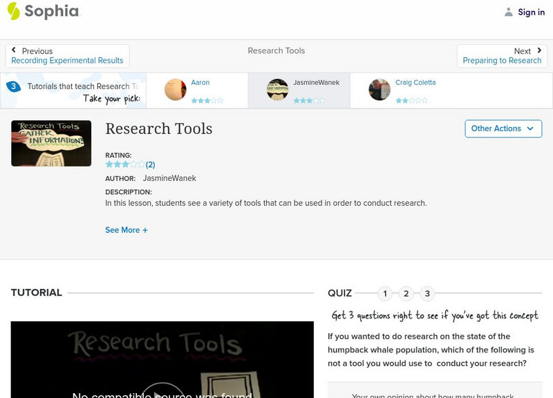 Sophia: Research Tools: Lesson 2 Instructional Video Sophia: Research Tools: Lesson 2 Instructional Video