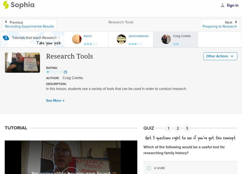 Sophia: Research Tools: Lesson 5 Instructional Video Sophia: Research Tools: Lesson 5 Instructional Video