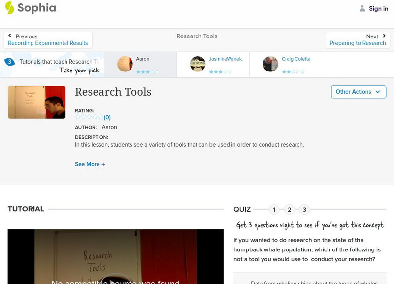 Sophia: Research Tools: Lesson 1 Instructional Video Sophia: Research Tools: Lesson 1 Instructional Video