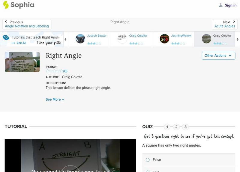 Sophia: Right Angle: Lesson 12 Instructional Video Sophia: Right Angle: Lesson 12 Instructional Video