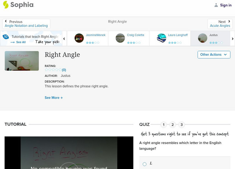 Sophia: Right Angle: Lesson 9 Instructional Video Sophia: Right Angle: Lesson 9 Instructional Video