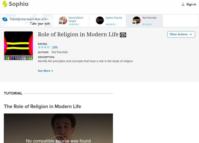 Sophia: Role of Religion in Modern Life: Lesson 3 Instructional Video