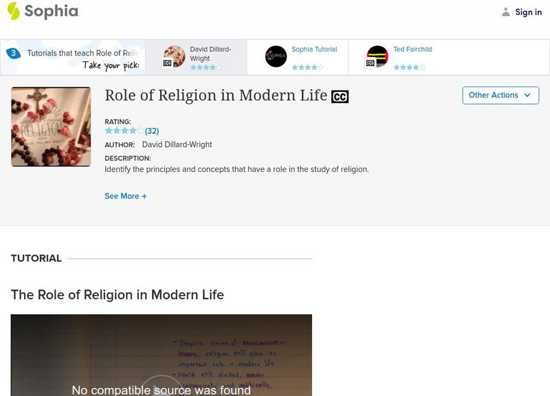 Sophia: Role of Religion in Modern Life: Lesson 1 Instructional Video