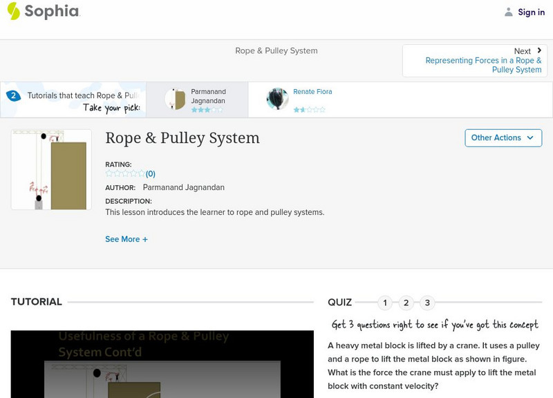 Sophia: Rope & Pulley System: Lesson 1 Instructional Video