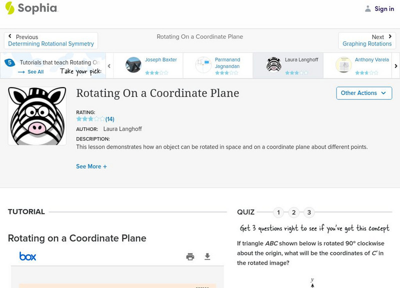 Sophia: Rotating on a Coordinate Plane: Lesson 2 PPT Sophia: Rotating on a Coordinate Plane: Lesson 2 PPT