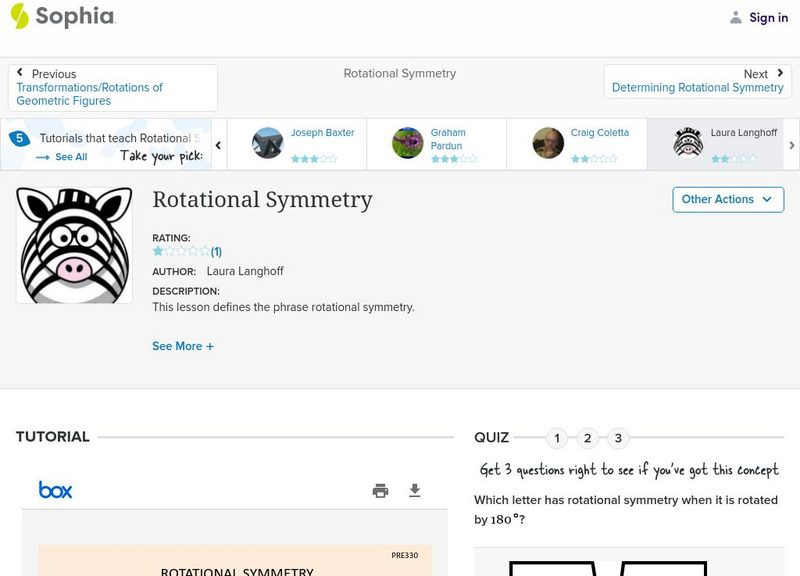 Sophia: Rotational Symmetry: Lesson 5 PPT