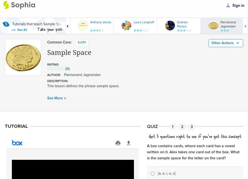 Sophia: Sample Space: Lesson 4 PPT Sophia: Sample Space: Lesson 4 PPT