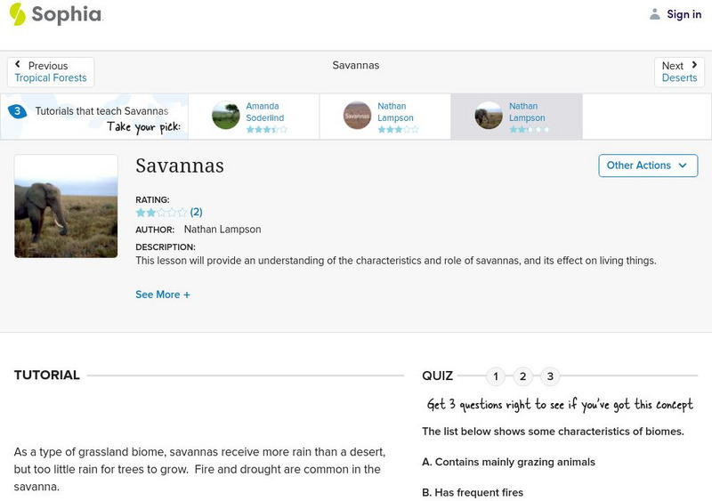 Sophia: Savannas: Lesson 4 Unit Plan