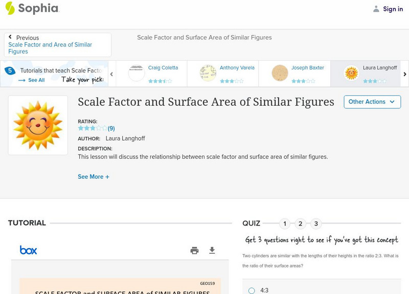 Sophia: Scale Factor and Surface Area of Similar Figures: Lesson 3 PPT Sophia: Scale Factor and Surface Area of Similar Figures: Lesson 3 PPT