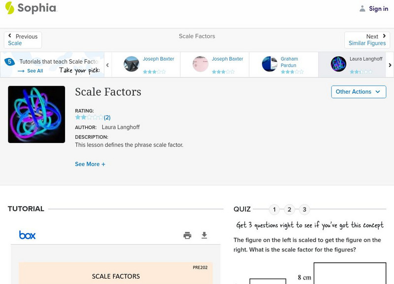 Sophia: Scale Factors: Lesson 2 PPT Sophia: Scale Factors: Lesson 2 PPT