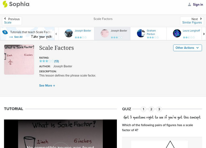 Sophia: Scale Factors: Lesson 5 Instructional Video Sophia: Scale Factors: Lesson 5 Instructional Video