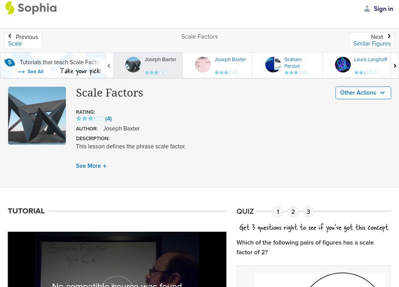Sophia: Scale Factors: Lesson 1 Instructional Video Sophia: Scale Factors: Lesson 1 Instructional Video