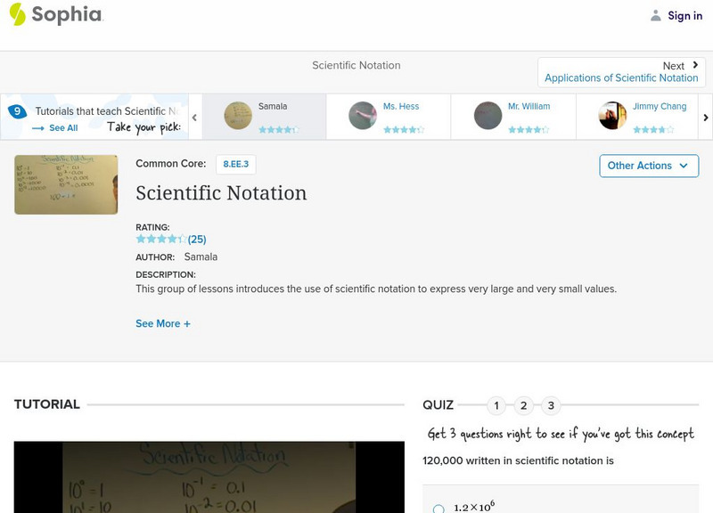 Sophia: Scientific Notation: Lesson 14 Instructional Video