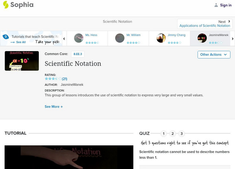 Sophia: Scientific Notation: Lesson 15 Instructional Video