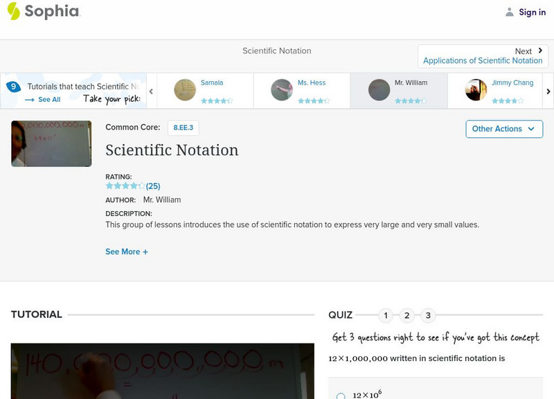 Sophia: Scientific Notation: Lesson 18 Instructional Video