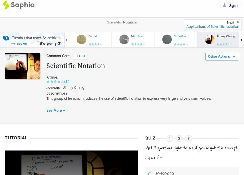 Sophia: Scientific Notation: Lesson 6 Instructional Video