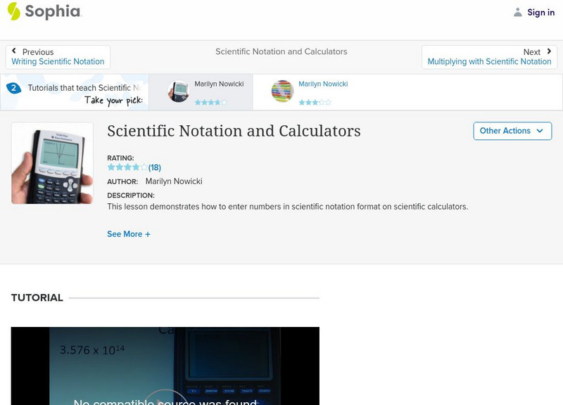 Sophia: Scientific Notation and Calculators: Lesson 1 Instructional Video