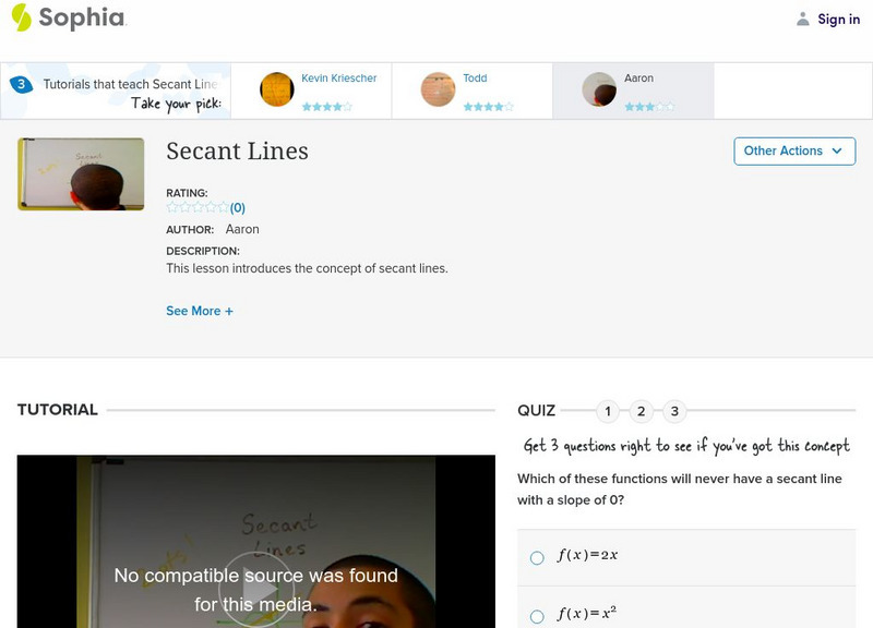 Sophia: Secant Lines: Lesson 2 Instructional Video