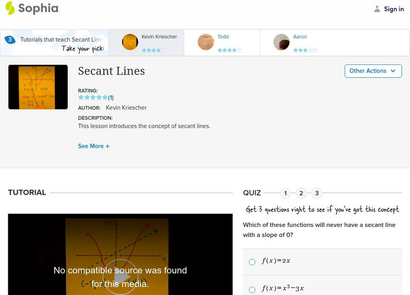 Sophia: Secant Lines: Lesson 1 Instructional Video