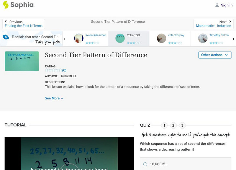 Sophia: Second Tier Pattern of Difference: Lesson 5 Instructional Video