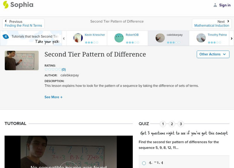 Sophia: Second Tier Pattern of Difference: Lesson 6 Instructional Video