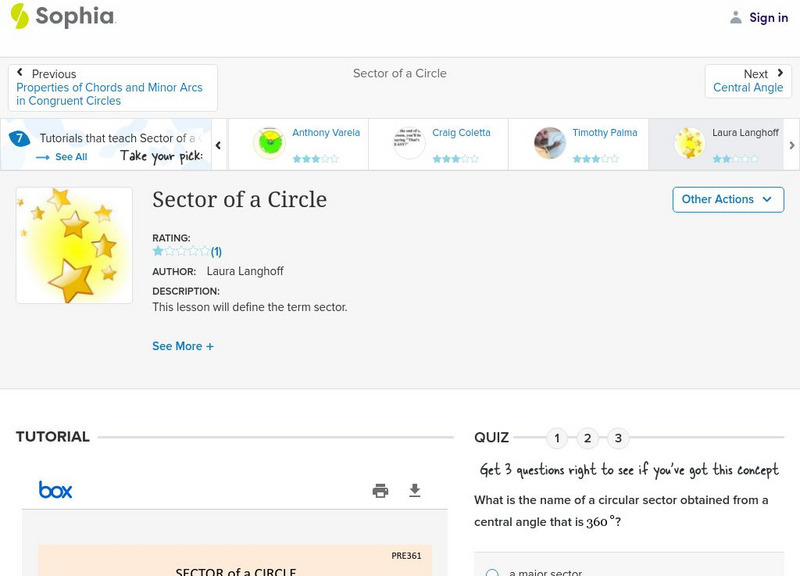 Sophia: Sector of a Circle: Lesson 2 PPT Sophia: Sector of a Circle: Lesson 2 PPT