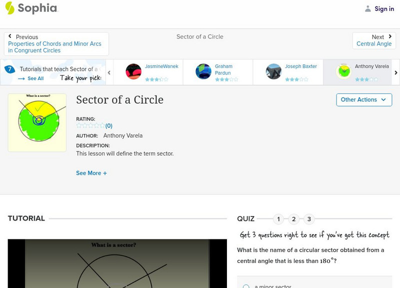 Sophia: Sector of a Circle: Lesson 5 Unit Plan Sophia: Sector of a Circle: Lesson 5 Unit Plan