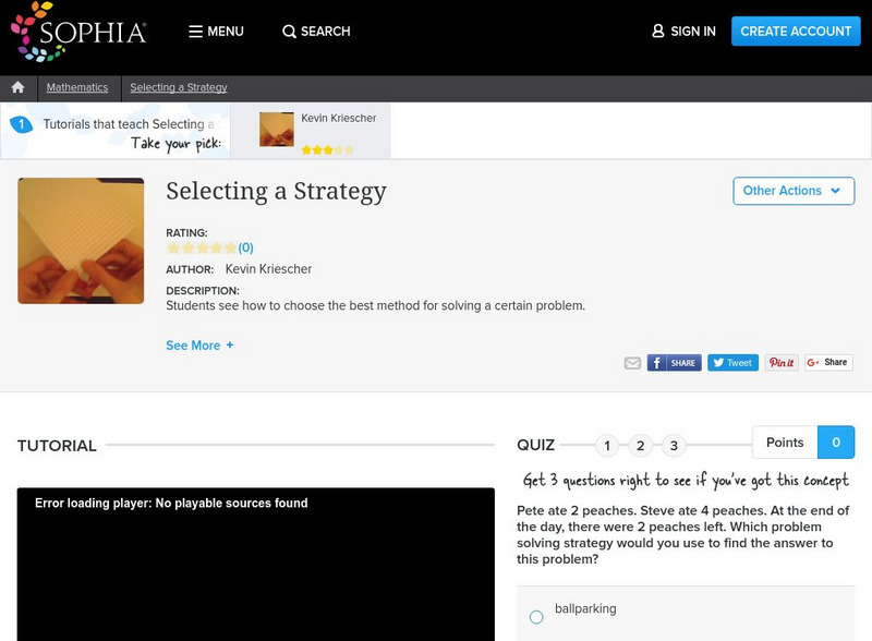 Sophia: Selecting a Strategy: Lesson 1 Instructional Video