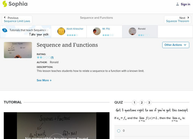 Sophia: Sequence and Functions: Lesson 2 Instructional Video