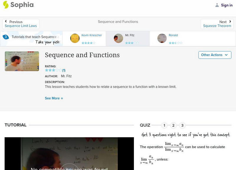 Sophia: Sequence and Functions: Lesson 3 Instructional Video