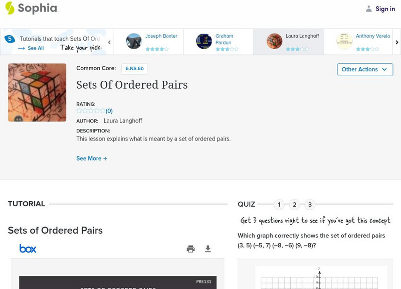 Sophia: Sets of Ordered Pairs: Lesson 2 PPT Sophia: Sets of Ordered Pairs: Lesson 2 PPT