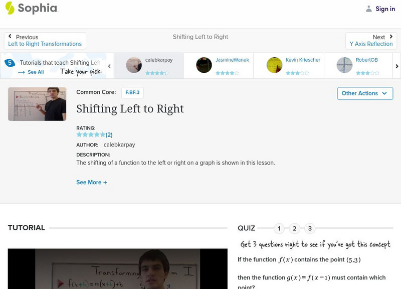 Sophia: Shifting Left to Right: Lesson 3 Instructional Video Sophia: Shifting Left to Right: Lesson 3 Instructional Video