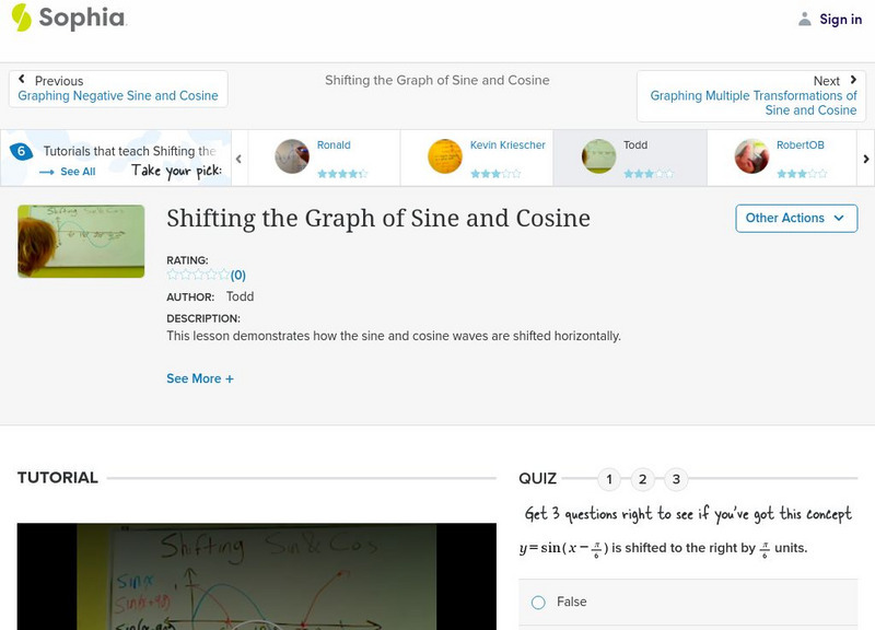 Sophia: Shifting the Graph of Sine and Cosine: Lesson 2 Instructional Video