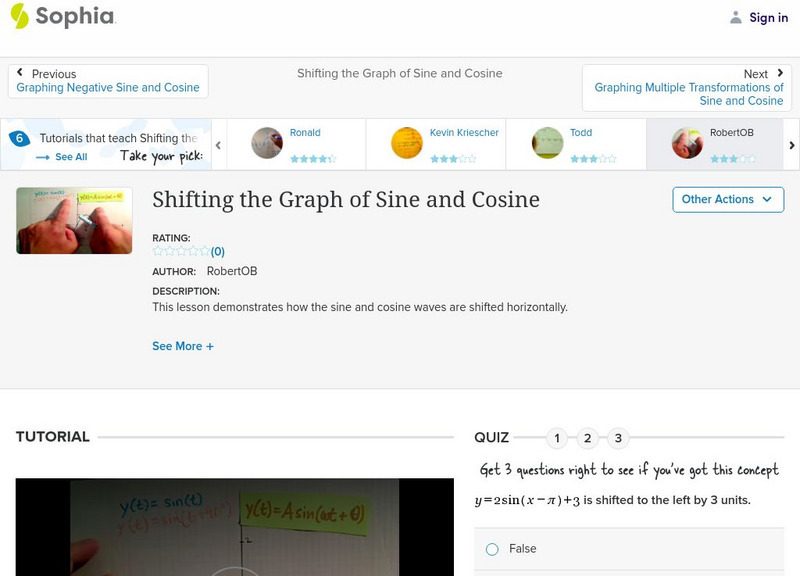 Sophia: Shifting the Graph of Sine and Cosine: Lesson 5 Instructional Video