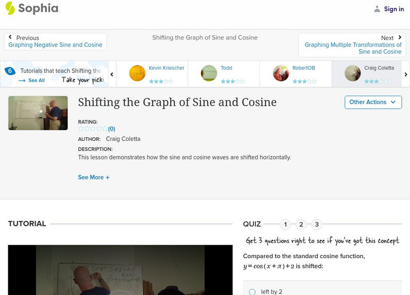 Sophia: Shifting the Graph of Sine and Cosine: Lesson 6 Instructional Video