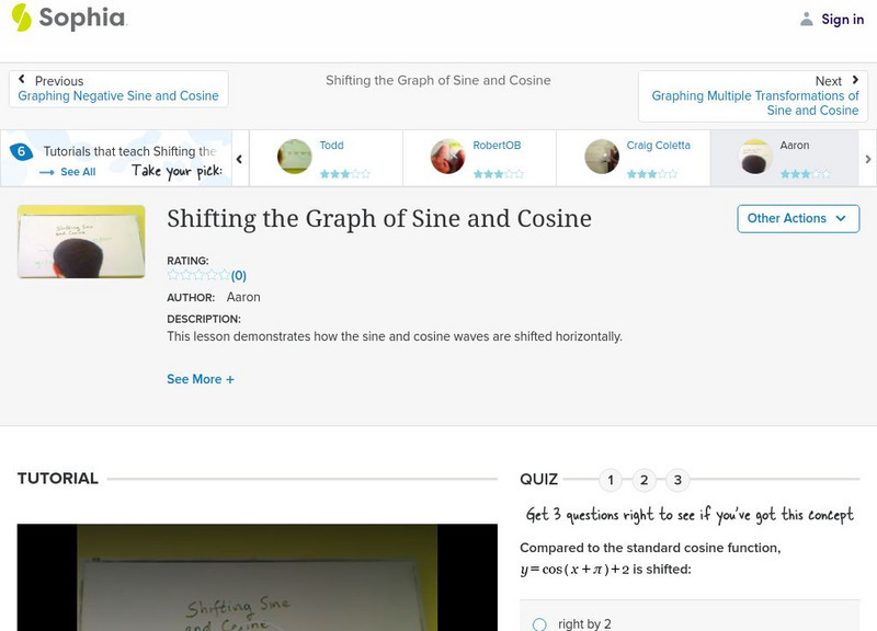 Sophia: Shifting the Graph of Sine and Cosine: Lesson 7 Instructional Video