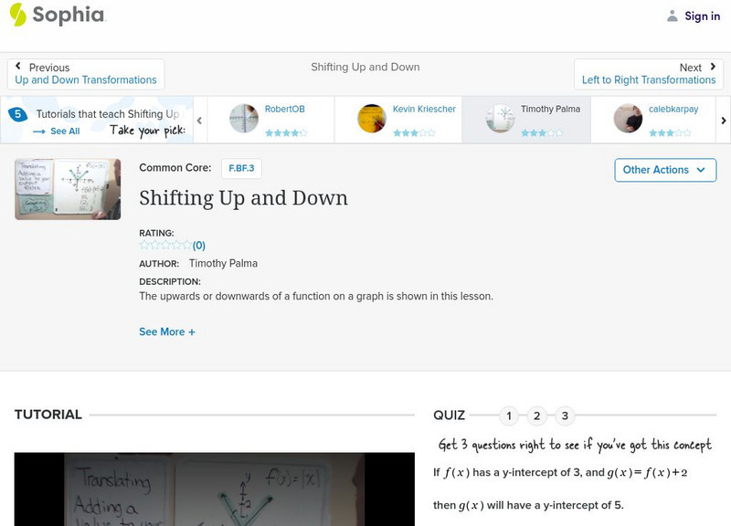 Sophia: Shifting Up and Down: Lesson 5 Instructional Video Sophia: Shifting Up and Down: Lesson 5 Instructional Video