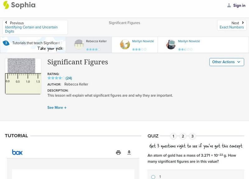 Sophia: Significant Figures: Lesson 3 PPT Sophia: Significant Figures: Lesson 3 PPT