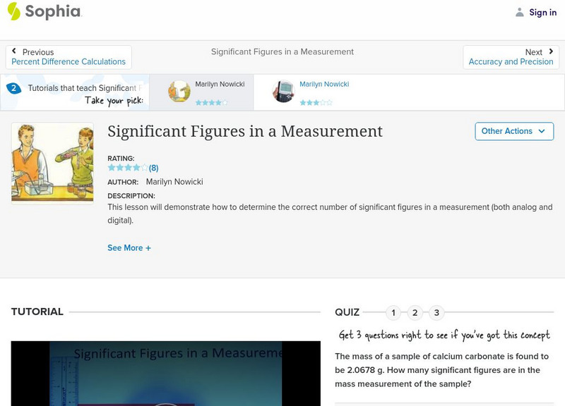 Sophia: Significant Figures in a Measurement: Lesson 3 Instructional Video Sophia: Significant Figures in a Measurement: Lesson 3 Instructional Video