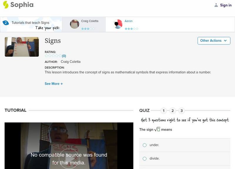 Sophia: Signs: Lesson 2 Instructional Video