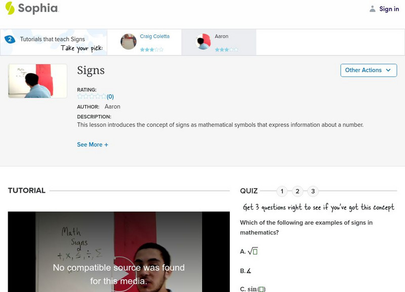 Sophia: Signs: Lesson 4 Instructional Video