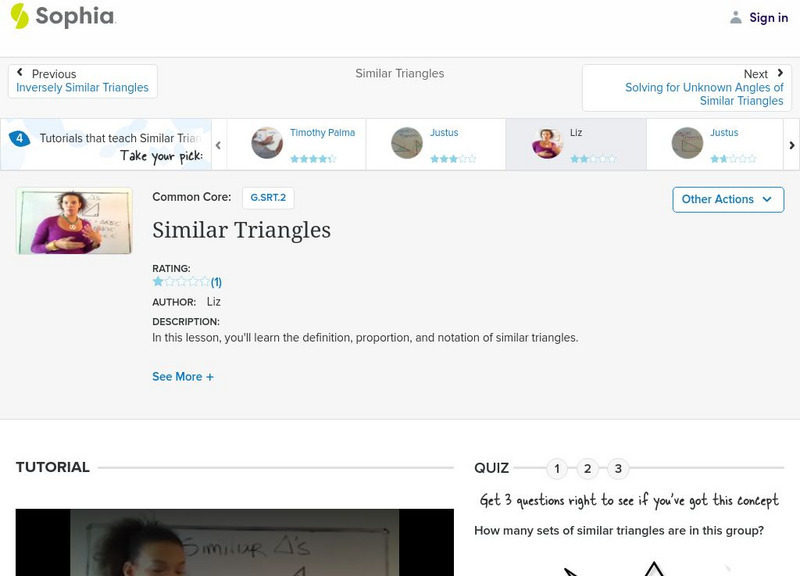 Sophia: Similar Triangles: Lesson 1 Instructional Video Sophia: Similar Triangles: Lesson 1 Instructional Video