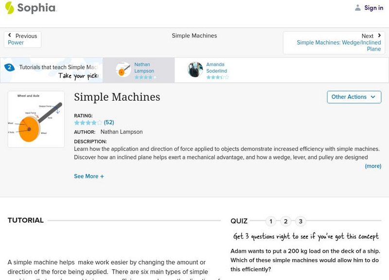 Sophia: Simple Machines: Lesson 2 Unit Plan Sophia: Simple Machines: Lesson 2 Unit Plan