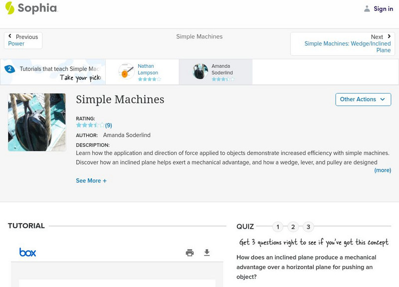 Sophia: Simple Machines: Lesson 1 PPT Sophia: Simple Machines: Lesson 1 PPT