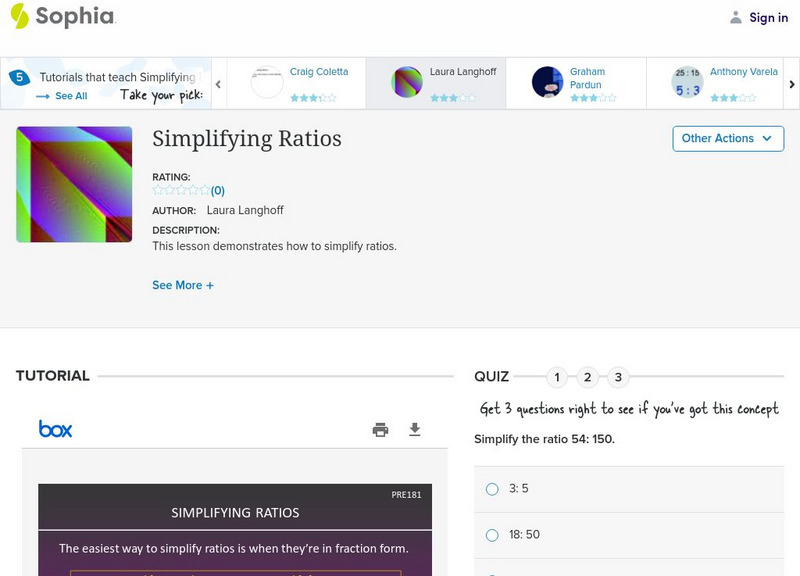 Sophia: Simplifying Ratios: Lesson 1 PPT