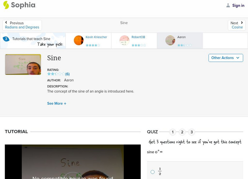 Sophia: Sine: Lesson 6 Instructional Video Sophia: Sine: Lesson 6 Instructional Video