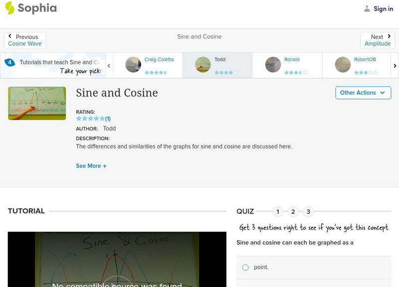 Sophia: Sine and Cosine: Lesson 2 Instructional Video
