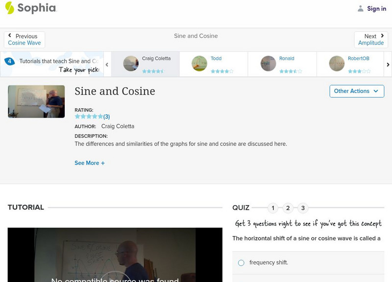 Sophia: Sine and Cosine: Lesson 7 Instructional Video