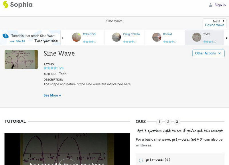 Sophia: Sine Wave: Lesson 2 Instructional Video Sophia: Sine Wave: Lesson 2 Instructional Video